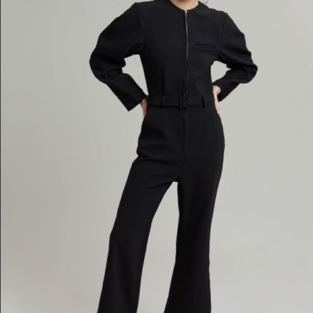Frankie Shop Laurel Wide Leg Zip Up Belted Jumpsuit Large - Picture 4 of 4